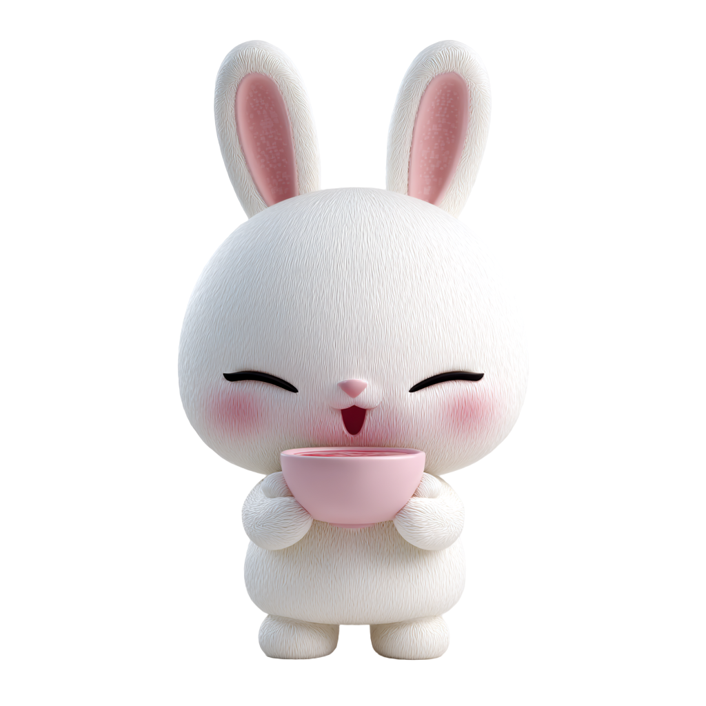 3D白色兔子PNG插画