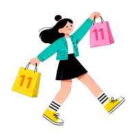 卡通购物女孩PNG素材