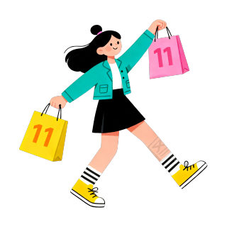 卡通购物女孩PNG