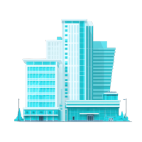 蓝色城市建筑插画