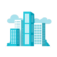 蓝色城市建筑插图