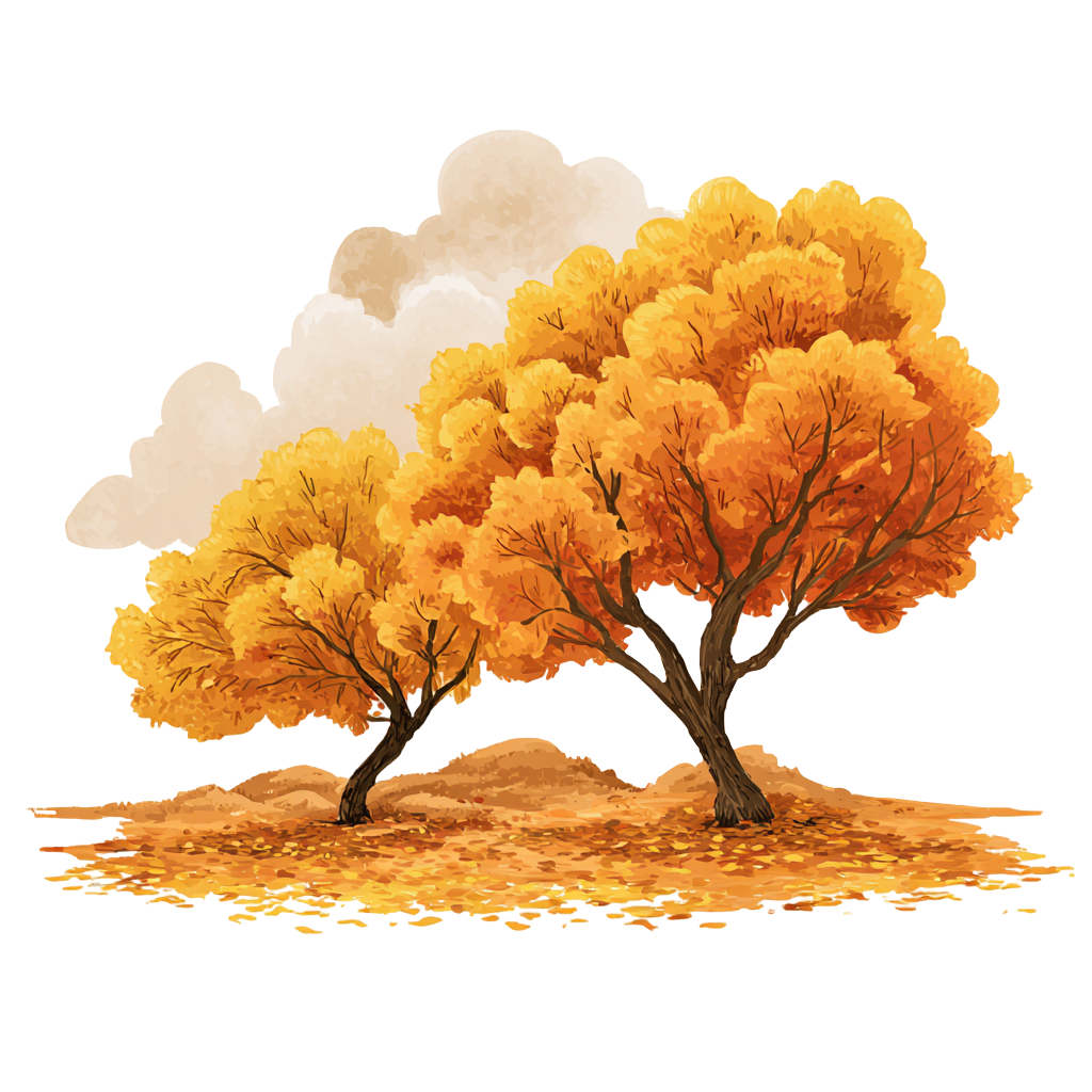 秋天大树唯美插画