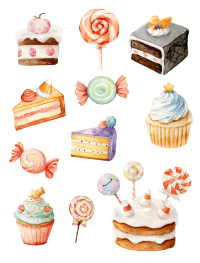 水彩手绘甜品元素