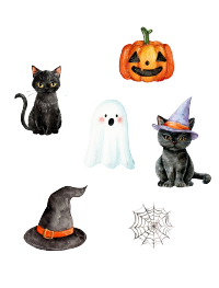 万圣节剪贴画水彩风插图