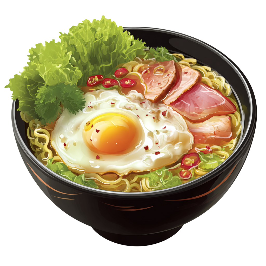 煎蛋拉面商用插画