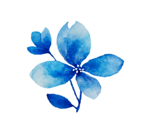蓝色小花水彩花卉元素