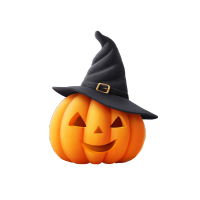 南瓜带巫师帽插画