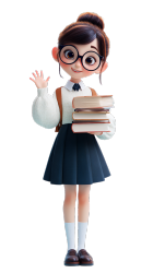眼镜女孩可爱插画