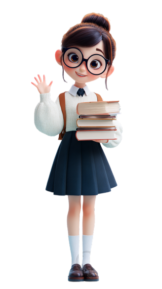 眼镜女孩可爱插画
