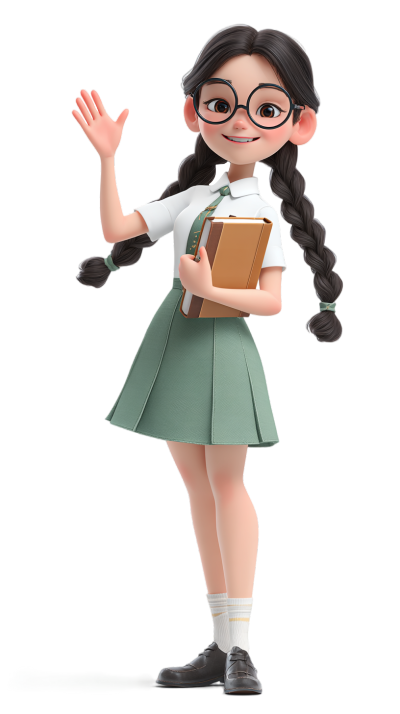 眼镜女孩可爱插图