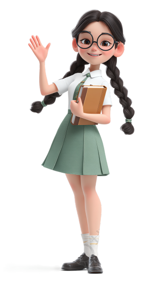 眼镜女孩可爱插图