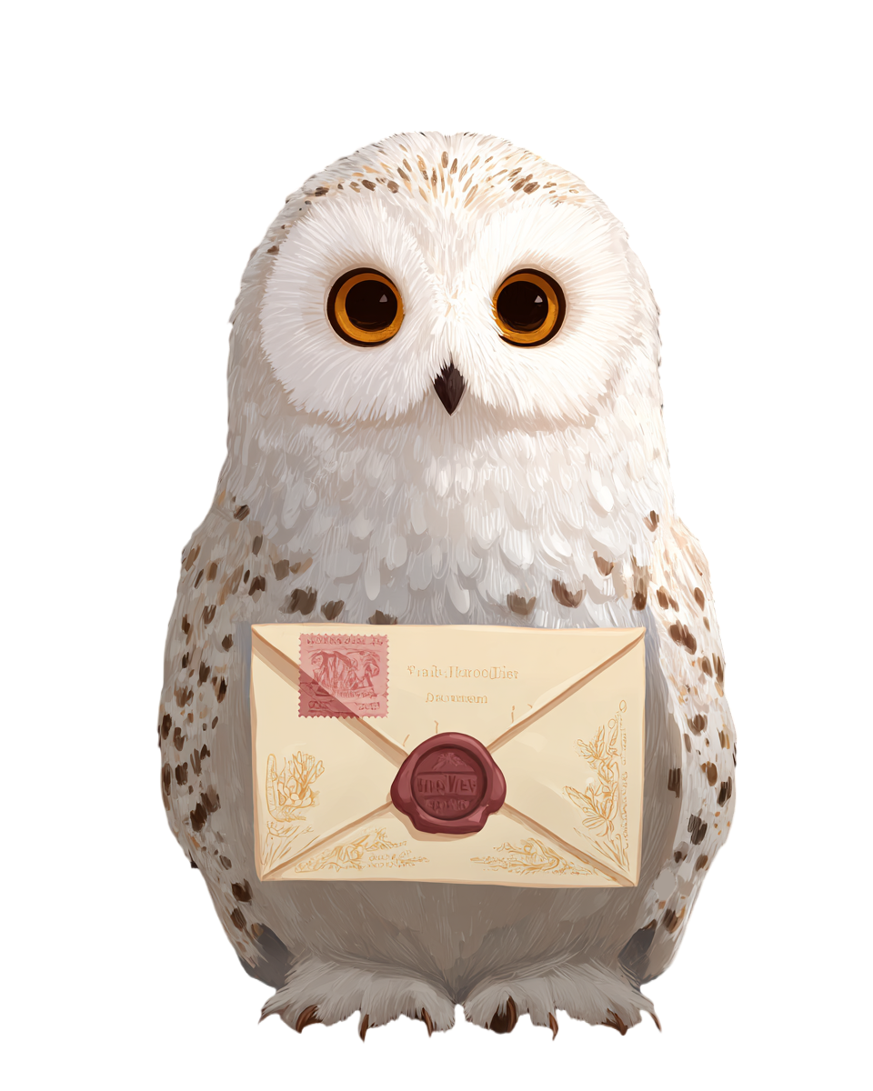 白色猫头鹰和信封素材