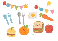 三明治苹果幼儿园食谱插画