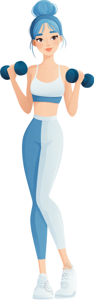 女孩举哑铃锻炼插画