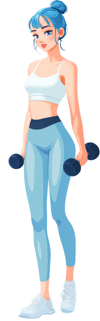 蓝色健身女孩插画