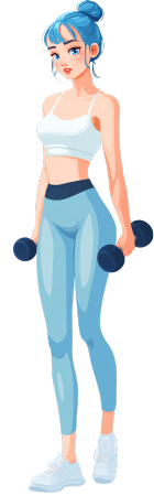 女孩举哑铃健身插画