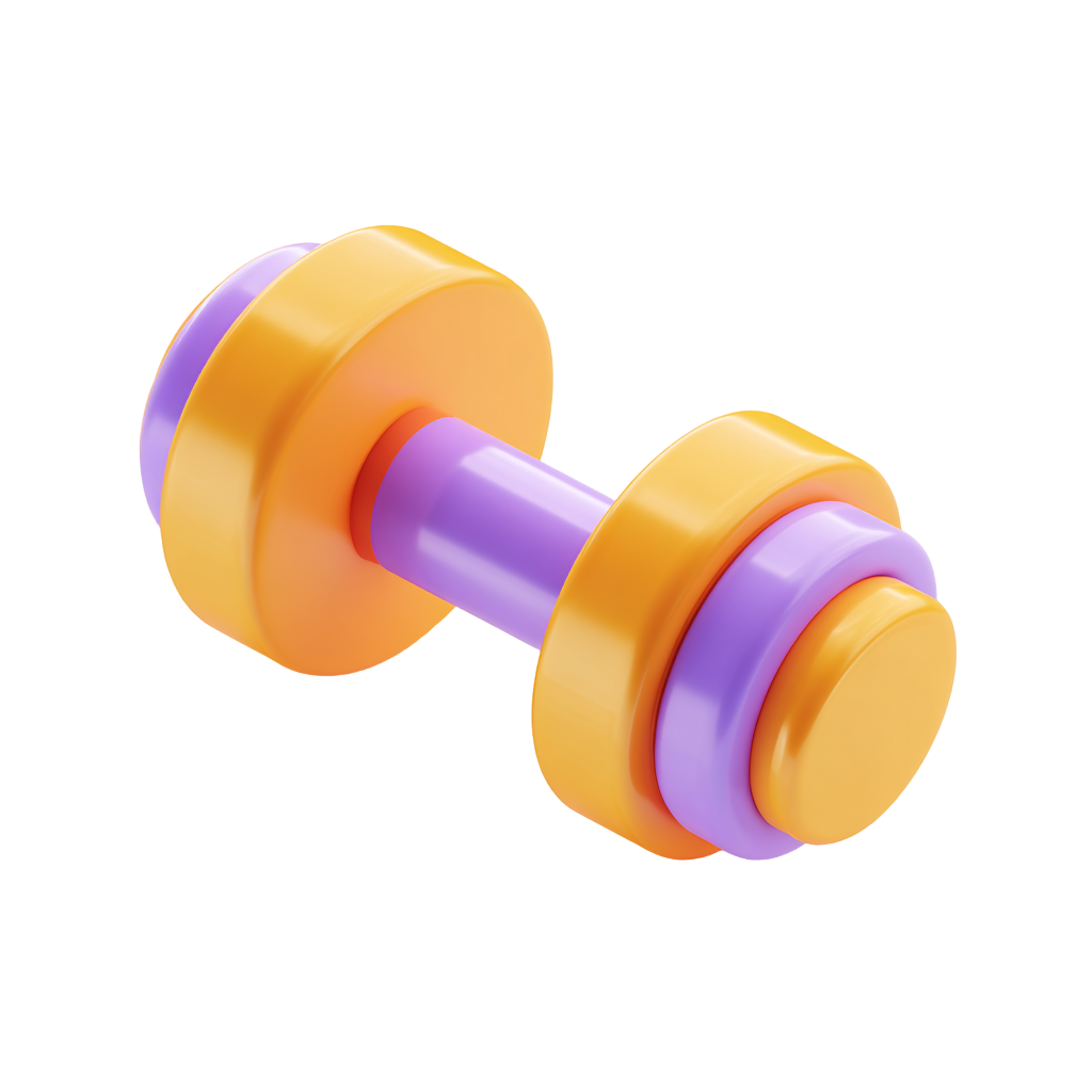 紫橙色哑铃健身插画