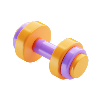 紫橙色哑铃健身插画