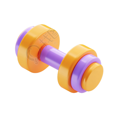 紫橙色哑铃健身插画