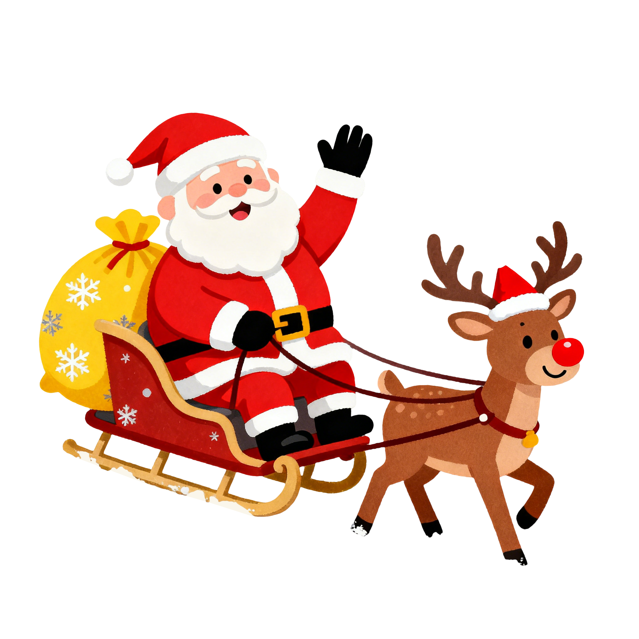 圣诞老人和驯鹿商用插画