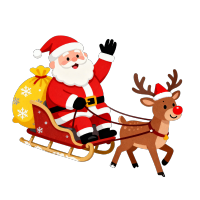 可爱圣诞老人驯鹿插画