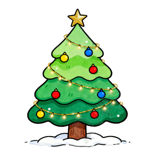 可爱圣诞树插画