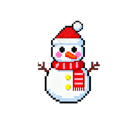 像素风雪人透明背景插图