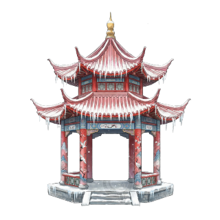 国风双层凉亭图形素材