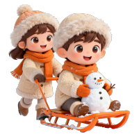 可爱冬季雪地插画