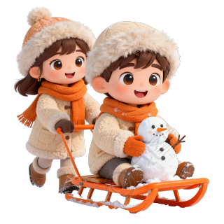 可爱冬季雪地插画