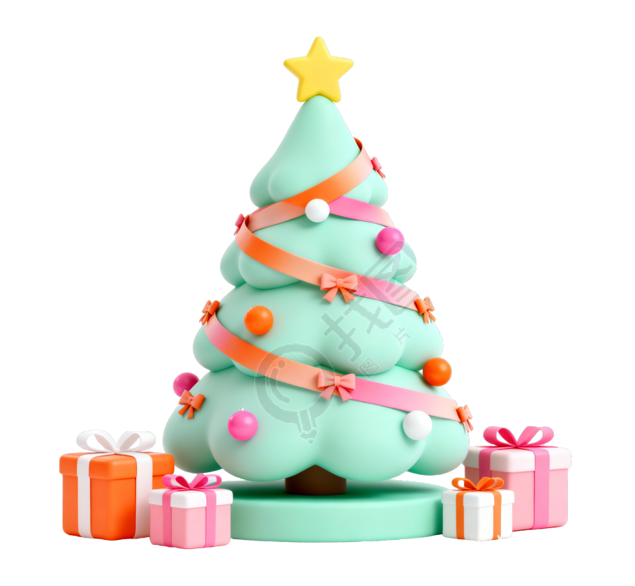 圣诞树节日装饰插图