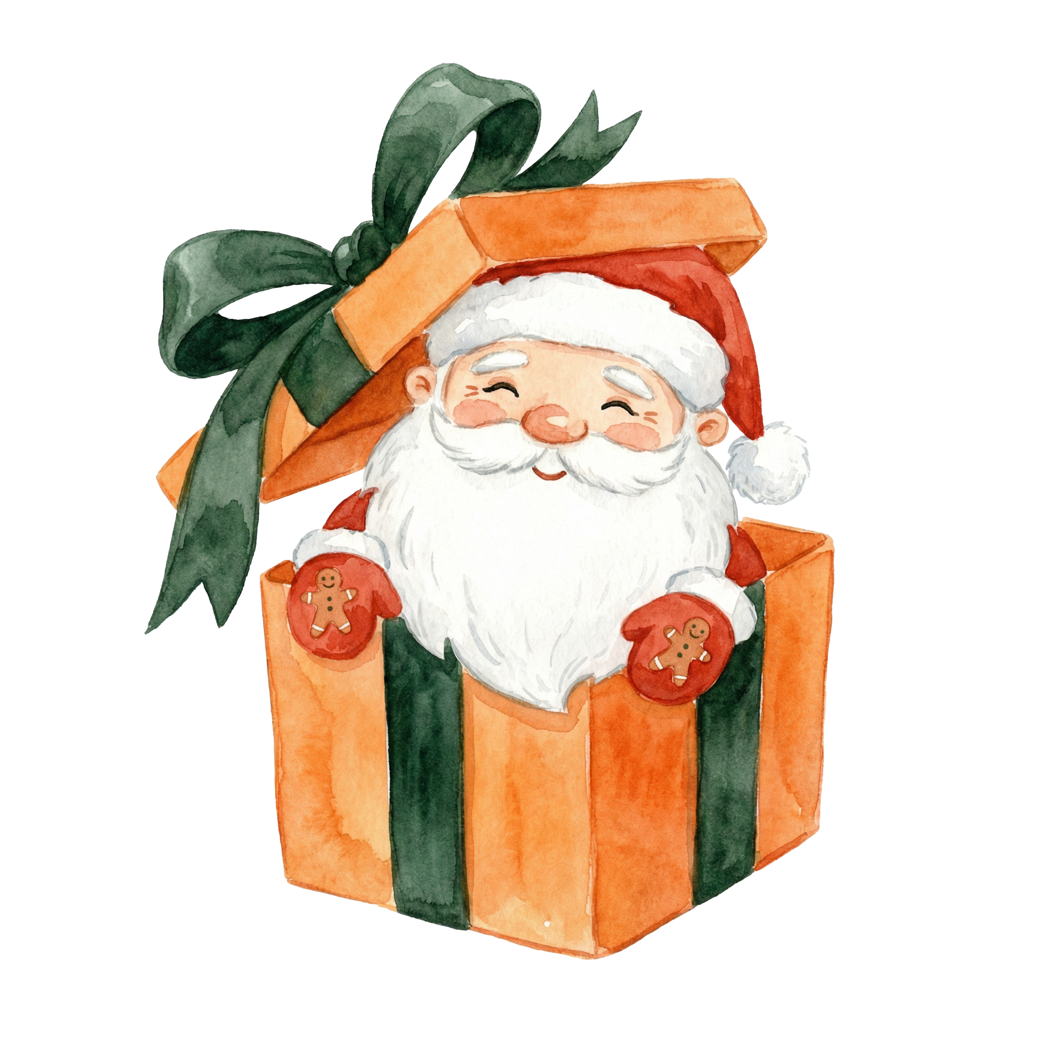 圣诞老人橙色礼盒插图