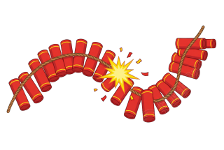 传统爆竹火红热闹图案PNG