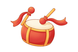 传统红鼓平面插画