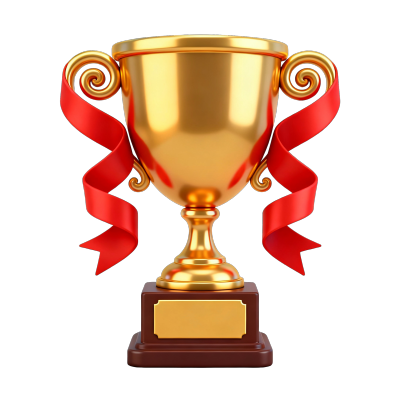 3D卡通金色奖杯元素