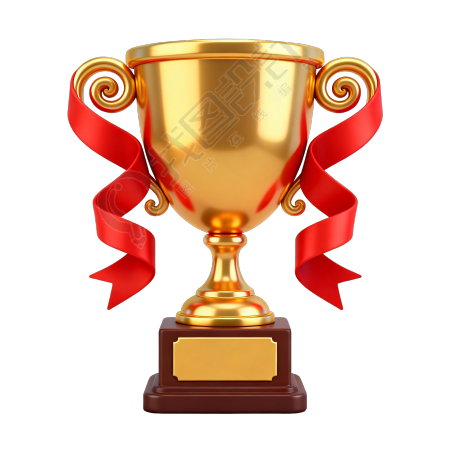 3D卡通金色奖杯元素