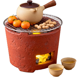 围炉煮茶橘子插画