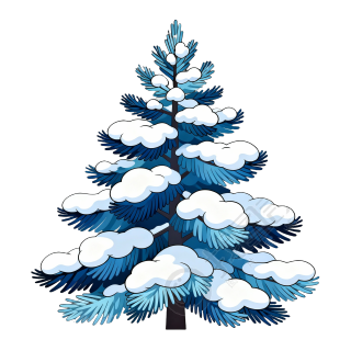 jimeng-2025-12-04-2239-snow-covered pine tree, layered shade