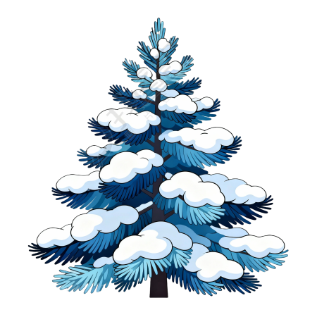 雪覆松树插画
