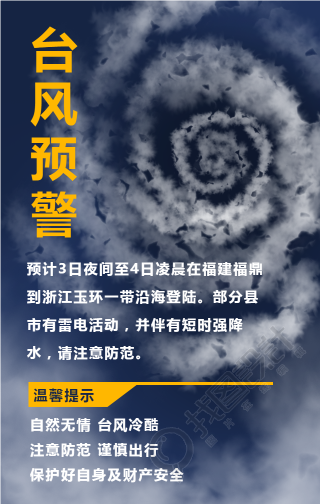 台风暴雨预警手机海报