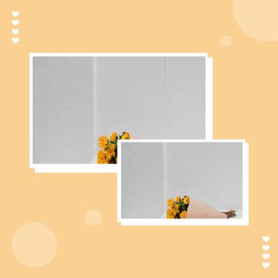 爱心圆球错位重叠上下双图正方形拼图