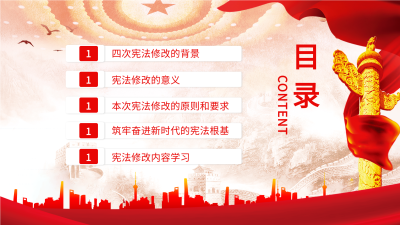 新宪法学习解读汇报PPT模板目录页