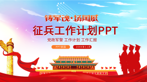 征兵工作计划党政军警工作汇报PPT模板封面