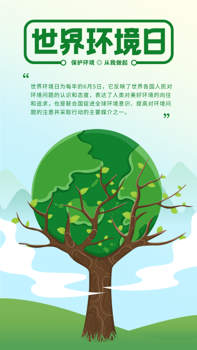 世界环境日地球树保护环境宣传海报