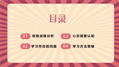 中考备考经验交流PPT模板目录页