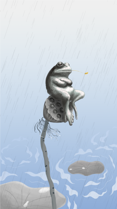 孤独的雨中青蛙海报