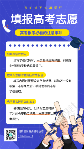 填报高考志愿必看注意事项海报