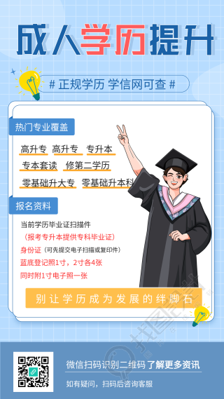 成人学历提升报名宣传海报