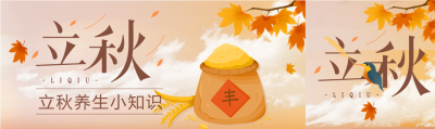 枫叶稻谷丰收立秋节气养生公众号封面图