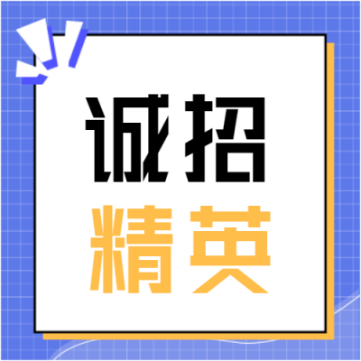 诚招精英招聘蓝色格子背景公众号次图